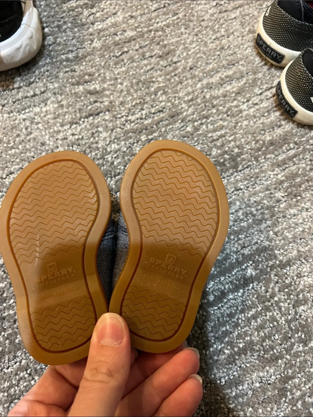 Sperry Infant Blue and Tan Moccasin-Style Boat Shoes